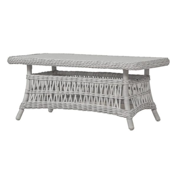Mackinac 44 X 24 Inch Rectangular Wicker Coffee Table in Putty by Lloyd Flanders