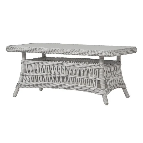 Mackinac 44 X 24 Inch Rectangular Wicker Coffee Table in Putty by Lloyd Flanders