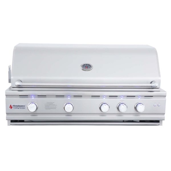 RCS Cutlass Pro 42 Inch Built-In Natural Gas Grill w/ Ceramic Briquette Tray Flame Tamers - RON42B