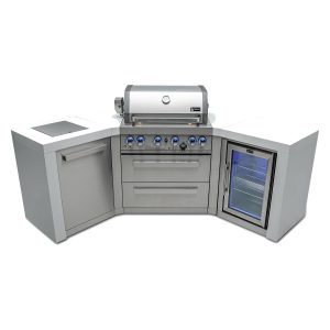 Mont Alpi 8.5 Ft U-Shaped Propane Outdoor Kitchen Island w/ Side Burner & Fridge - MAi400-D45FC