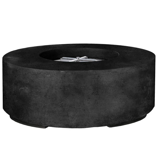 Stoneview 48 Inch Round GFRC Natural Gas Fire Bowl in Ebony by Lakeview Outdoor Designs