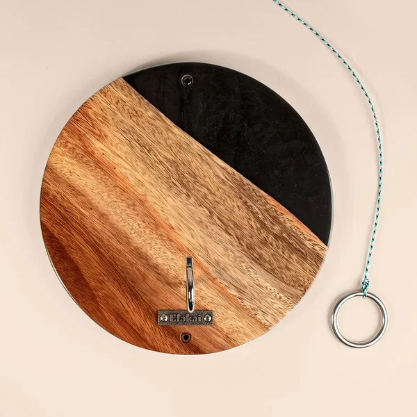 Elakai One of a Kind Black Epoxy Resin Live-Edge Wood Hook and Ring Toss Game - EGHRCRLE-11