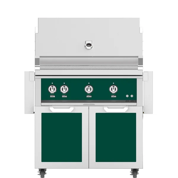 Hestan 36-Inch Propane Gas Grill W/ Sear Burner & Rotisserie On Double Door Tower Cart - Grove - GMBR36-LP-GR