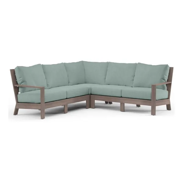 Laguna 5 Person Aluminum Sectional Sofa in Driftwood/Cast Mist by Sunset West