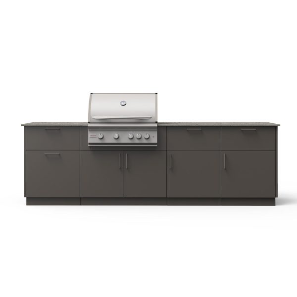 Blaze High Noon 10-Ft Outdoor Kitchen Island w/ 32-Inch LTE+ Propane Grill in Gunmetal w/ Keon Countertop