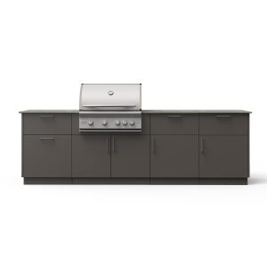 Blaze High Noon 10-Ft Outdoor Kitchen Island w/ 32-Inch LTE+ Natural Gas Grill in Gunmetal w/ Keon Countertop