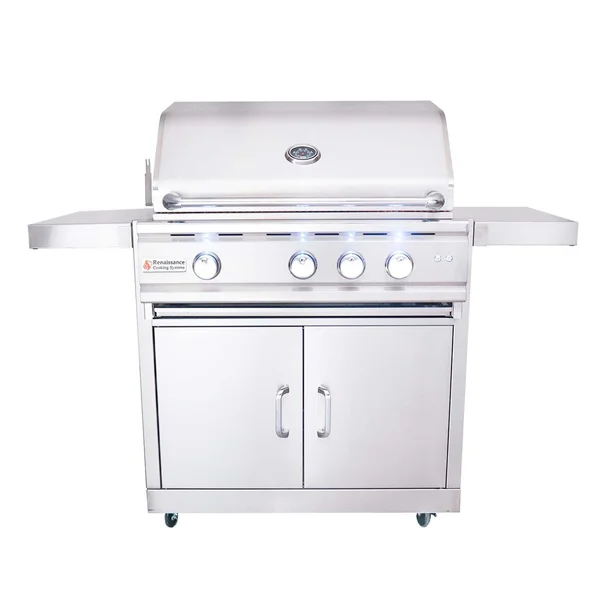 RCS Cutlass Pro 30 Inch Natural Gas Grill w/ Ceramic Briquette Tray Flame Tamers - RON30BCK