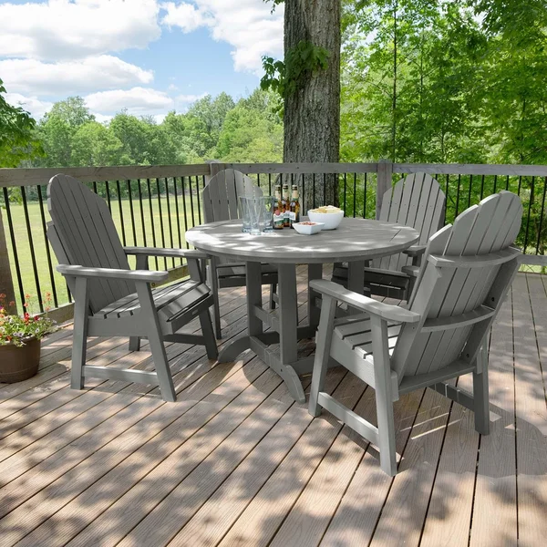 Dream Bay 5 Pc Recycled Plastic Dining Set in Coastal Teak by Lakeview