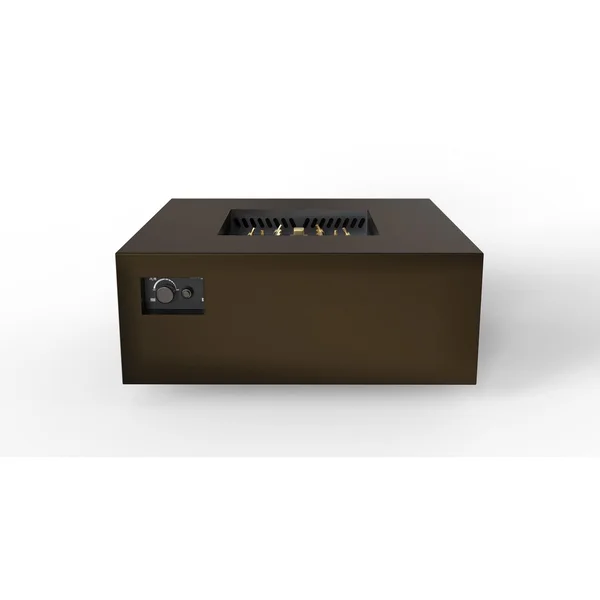 AON 40 Inch Square Powder Coated Steel Propane Fire Pit Table in Bronze by Warming Trends
