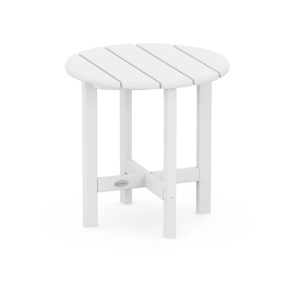 18 Inch Round Recycled Plastic End Table in White by POLYWOOD