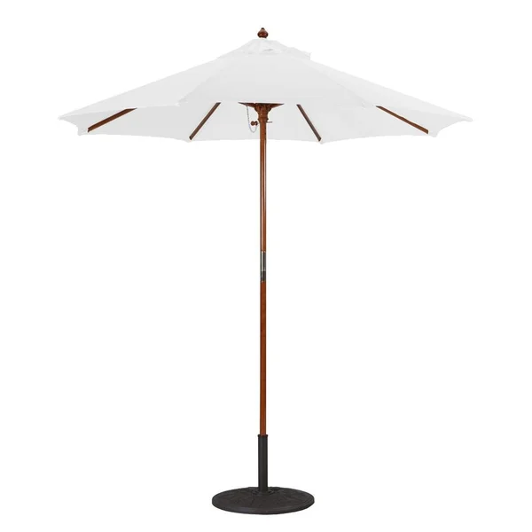 Galtech 7.5 Ft. Octagonal Hardwood Patio Market Umbrella W/ Push Lift - Dark Wood W/ Sunbrella Canvas Natural Canopy