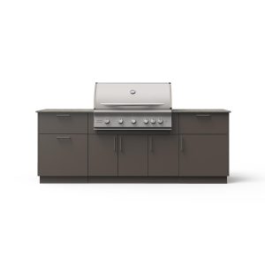 Blaze Sunrise 8-Ft Outdoor Kitchen Island w/ 40-Inch LTE+ Propane Grill in Gunmetal w/ Keon Countertop