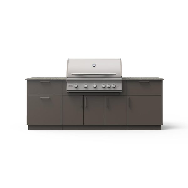 Blaze Sunrise 8-Ft Outdoor Kitchen Island w/ 40-Inch LTE+ Propane Grill in Gunmetal w/ Keon Countertop