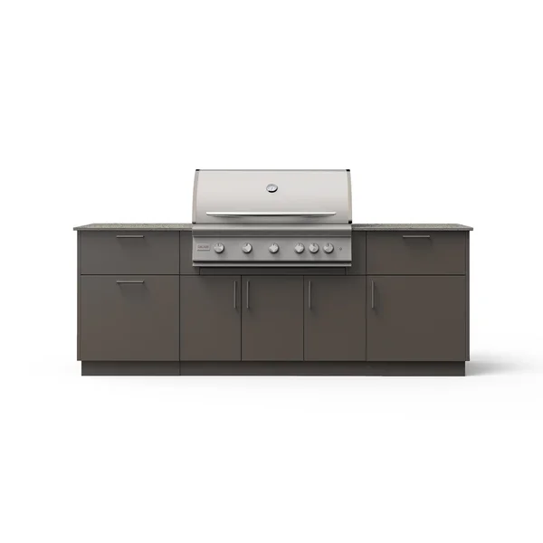 Blaze Sunrise 8-Ft Outdoor Kitchen Island w/ 40-Inch LTE+ Natural Gas Grill in Gunmetal w/ Keon Countertop