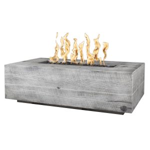 Coronado 48 Inch Rectangular GFRC Natural Gas Fire Pit w/ Glow Plug in Ivory Wood Grain by The Outdoor Plus