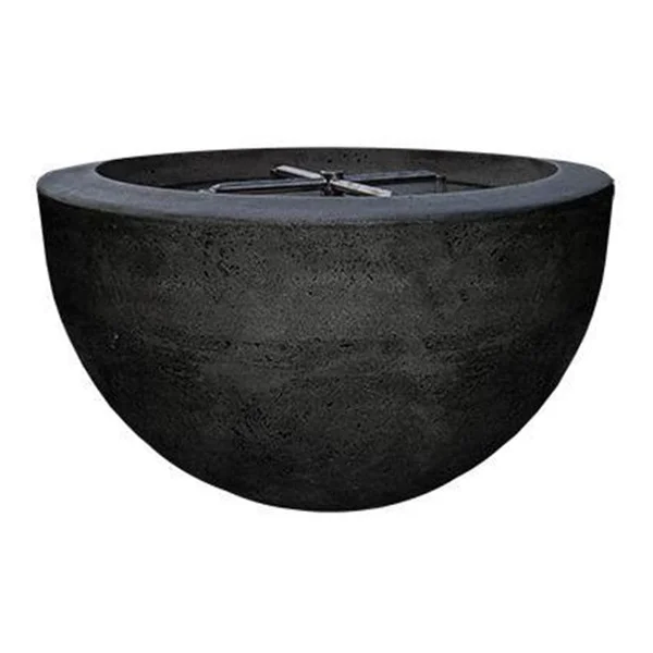 Valley Bay 3 30 Inch Round GFRC Natural Gas Fire Bowl in Ebony by Lakeview Outdoor Designs