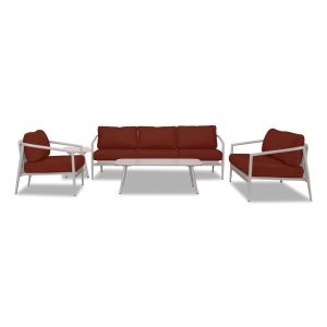 Midnight Cove 5 Pc Aluminum Seating Set w/ Sofa in Urban Stone/Canvas Henna by Lakeview Outdoor Designs