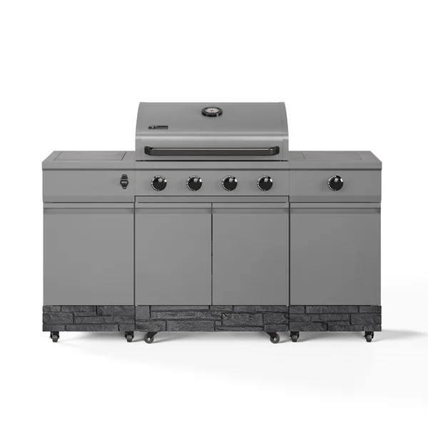TYTUS Fresno Series Gunmetal Gray & Graphite Stone Propane Grill Island - TDT-021-0103