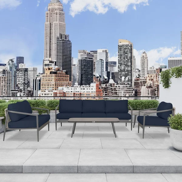 Midnight Cove 5 Pc Aluminum Seating Set w/ Sofa in Slate/Spectrum Indigo by Lakeview Outdoor Designs