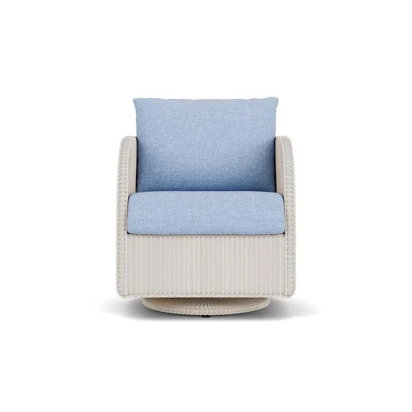 Essence Lloyd Loom Swivel Glider Club Chair in Antique White/Demo Skyway by Lloyd Flanders