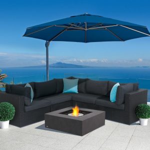 Base 39 Inch Square Concrete Natural Gas Fire Pit Table in Black by EcoSmart Fire