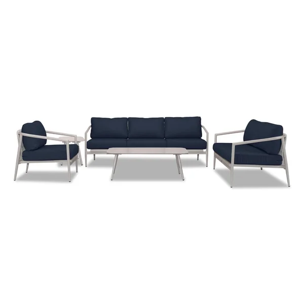 Midnight Cove 5 Pc Aluminum Seating Set w/ Sofa in Urban Stone/Spectrum Indigo by Lakeview Outdoor Designs