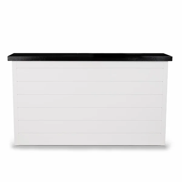 BBQGuys Signature 72 Inch 360 Degree Swivel Outdoor TV Lift Cabinet | Crystal White w/ Black Aluminum