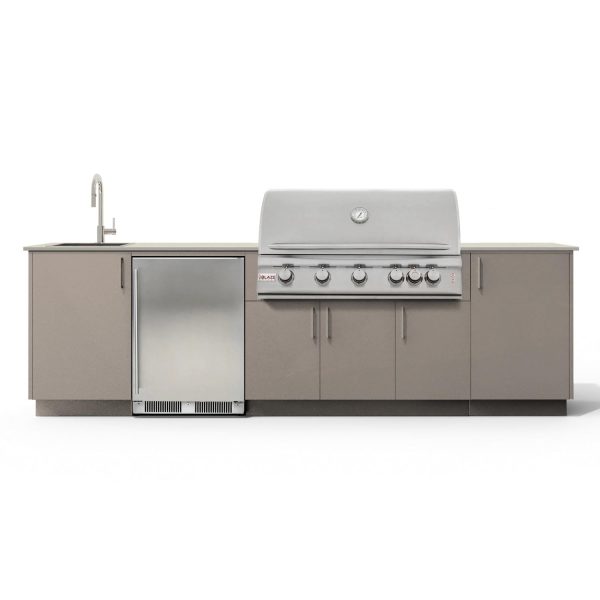 Urban Bonfire Dew 40 Outdoor Kitchen w/ Blaze LTE Propane Grill, Sink, Refrigerator, Danae Dekton Countertop & Clay Finish - B-Dew-40-Blaze-Danae-Clay