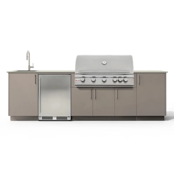 Urban Bonfire Dew 40 Outdoor Kitchen w/ Blaze LTE Natural Gas Grill, Sink, Refrigerator, Danae Dekton Countertop & Clay Finish - B-Dew-40-Blaze-Danae-Clay