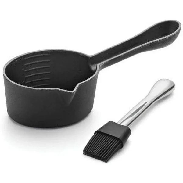 Cast Iron Sauce Pot with Nesting Silicone Basting Brush