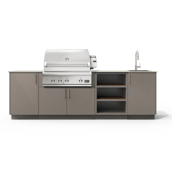 Urban Bonfire Mist 36 Outdoor Kitchen w/ DCS Propane Grill, Sink, Danae Dekton Countertop & Clay Finish - B-Mist-36-DCS-Danae-Clay