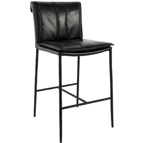 Mayer 26" Leather Counter Stool - Black
