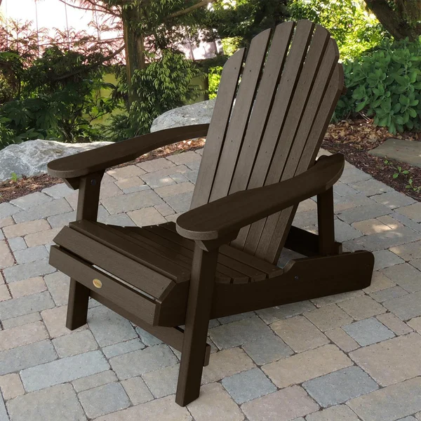 Dream Bay Recycled Plastic Folding & Reclining Adirondack Chair in Weathered Acorn by Lakeview Outdoor Designs