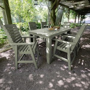 Elm Pointe 7 Pc Recycled Plastic Rectangular Counter Height Dining Set in Eucalyptus by Lakeview Outdoor Designs