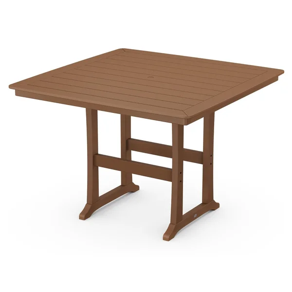 POLYWOOD Nautical Trestle 59-Inch Bar Table - Teak