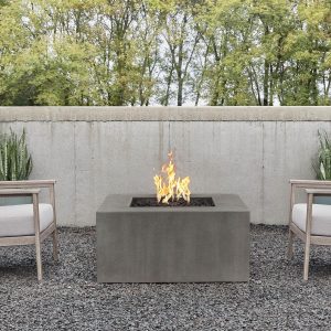 Olliewood 40 Inch Square GFRC Propane Fire Pit Table in Carbon by BBQGuys Signature