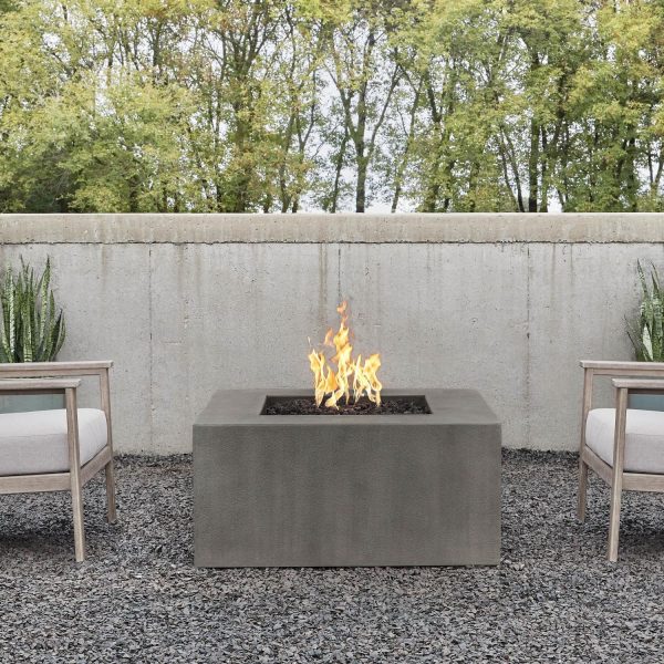 Olliewood 40 Inch Square GFRC Propane Fire Pit Table in Carbon by BBQGuys Signature