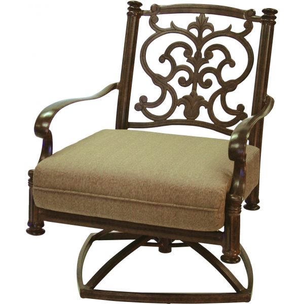 Santa Barbara Cast Aluminum Swivel Rocker Club Chair in Antique Bronze/Sesame by Darlee