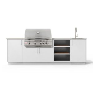 Urban Bonfire Mist 32 Outdoor Kitchen w/ Blaze LTE Natural Gas Grill, Sink, Danae Dekton Countertop & Chantilly Finish - B-Mist-32-Blaze-Danae-Chantilly