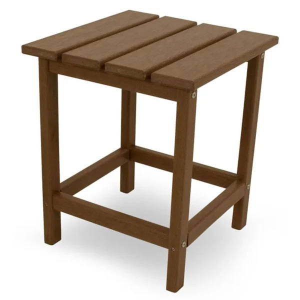 Long Island 15 Inch Square Recycled Plastic End Table in Teak by POLYWOOD