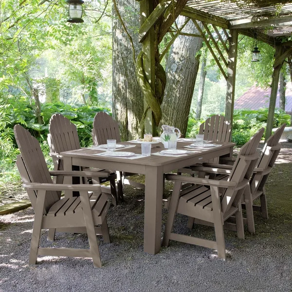 Dream Bay 7 Pc Recycled Plastic Rectangular Dining Set in Woodland Brown by Lakeview Outdoor Designs