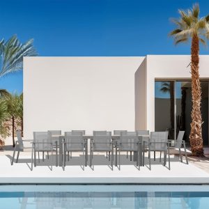 Spring Bay 13 Pc Aluminum Dining Set - Extendable - Slate/Barnwood by Lakeview Outdoor Designs