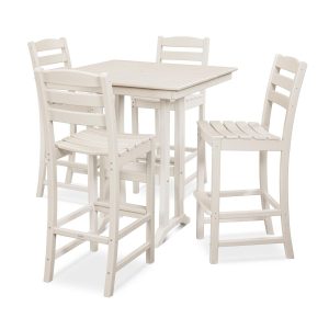 POLYWOOD La Casa Cafe 5-Piece Farmhouse Trestle Bar Set - Sand