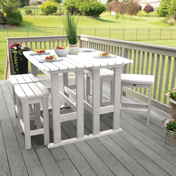 Hart Lane 6 Pc Recycled Plastic Counter Height Dining Set in White by Lakeview Outdoor Designs