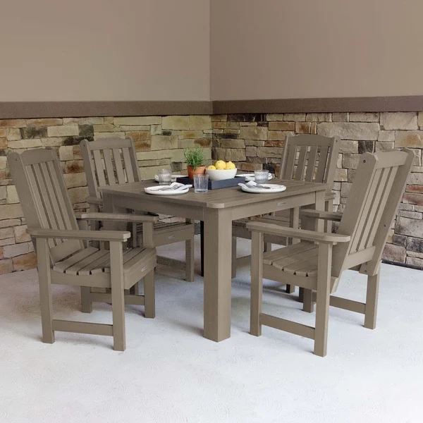 Hart Lane 5 Pc Recycled Plastic Square Dining Set in Woodland Brown by Lakeview Outdoor Designs