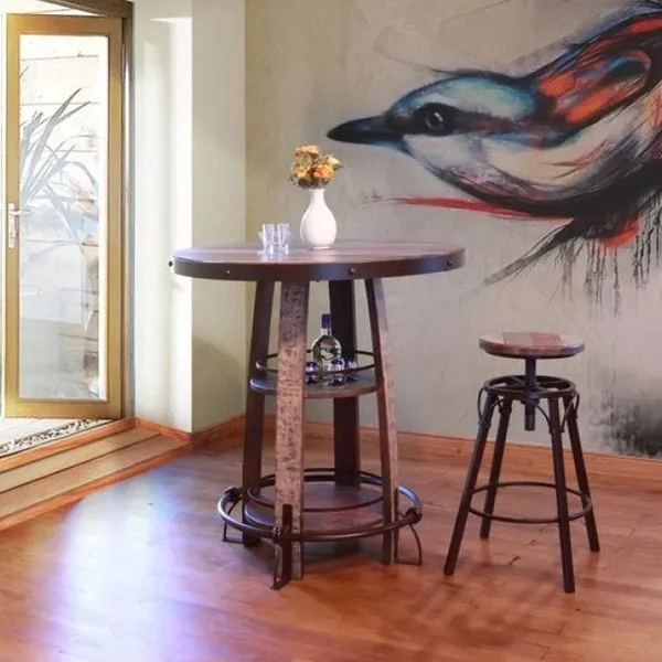 Antique Multi-Color Bistro Table with Shelves