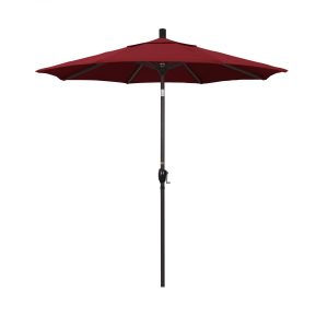 California Umbrella 7.5 Ft. Octagonal Aluminum Push Button Tilt Patio Umbrella W/ Crank Lift & Aluminum Ribs - Bronze Frame / Olefin Red Canopy