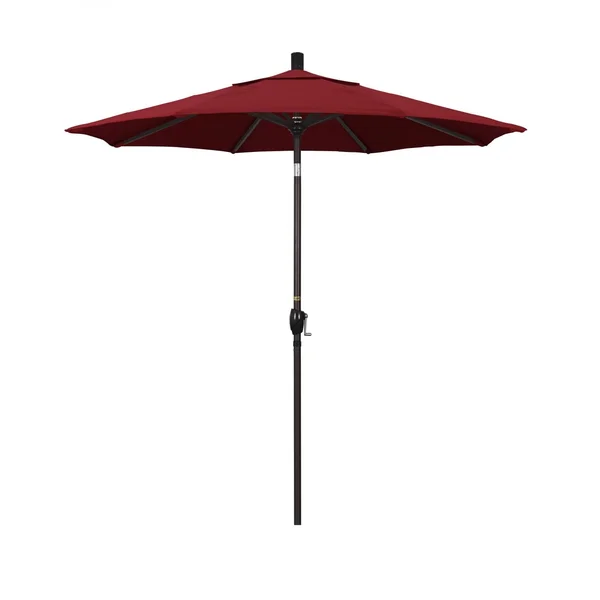 California Umbrella 7.5 Ft. Octagonal Aluminum Push Button Tilt Patio Umbrella W/ Crank Lift & Aluminum Ribs - Bronze Frame / Olefin Red Canopy