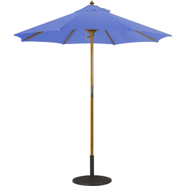Galtech 7.5 Ft. Octagonal Hardwood Patio Market Umbrella W/ Push Lift - Light Wood W/ Sunbrella Canvas Pacific Blue Canopy