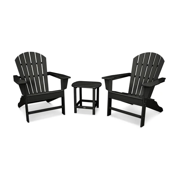 South Beach 3 Pc Recycled Plastic Seating Set in Black by POLYWOOD